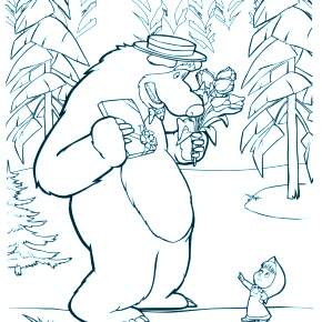 Раскраска Маша и Медведь