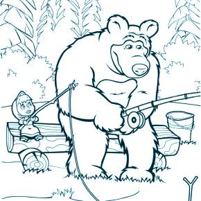 Раскраска Маша и Медведь