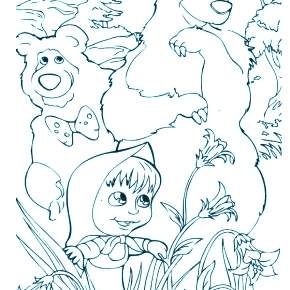 Раскраска Маша и Медведь
