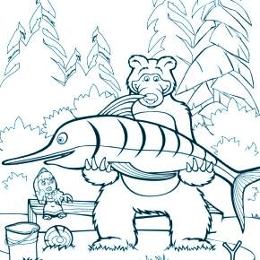 Раскраска Маша и Медведь