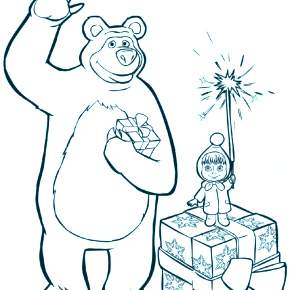 Раскраска Маша и Медведь