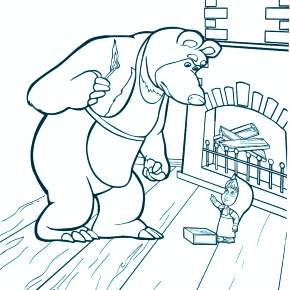 Раскраска Маша и Медведь