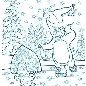 Раскраска Маша и Медведь