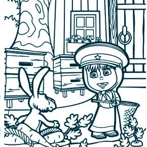 Раскраска Маша и Медведь