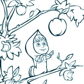 Раскраска Маша и Медведь