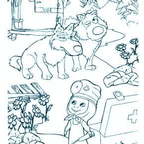 Раскраска Маша и Медведь