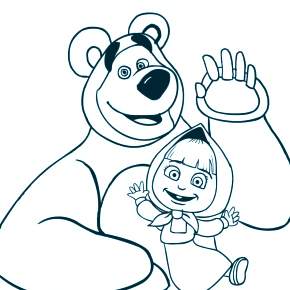 Раскраска Маша и Медведь