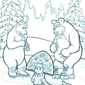 Раскраска Маша и Медведь