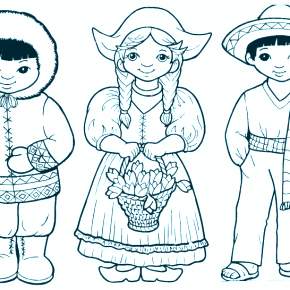 Раскраска Национальные костюмы Раскраска Национальные костюмы