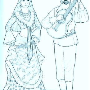 Раскраска Национальные костюмы Раскраска Национальные костюмы