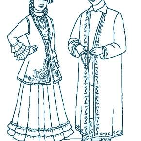 Раскраска Национальные костюмы Раскраска Национальные костюмы