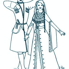 Раскраска Национальные костюмы Раскраска Национальные костюмы