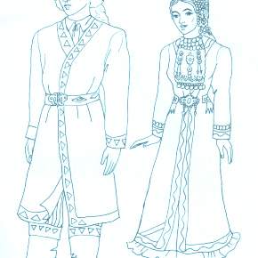 Раскраска Национальные костюмы Раскраска Национальные костюмы