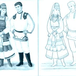 Раскраска Национальные костюмы Раскраска Национальные костюмы