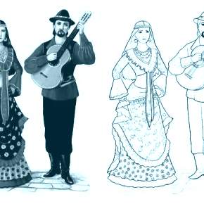 Раскраска Национальные костюмы Раскраска Национальные костюмы