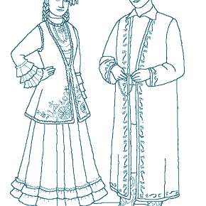 Раскраска Национальные костюмы Раскраска Национальные костюмы