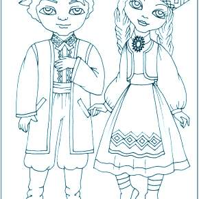 Раскраска Национальные костюмы Раскраска Национальные костюмы
