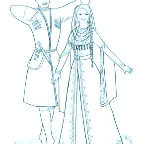 Раскраска Национальные костюмы Раскраска Национальные костюмы