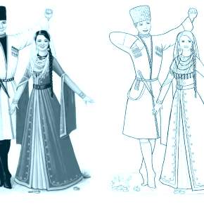 Раскраска Национальные костюмы Раскраска Национальные костюмы