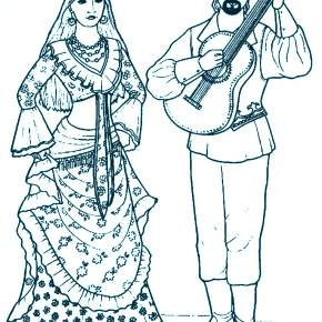 Раскраска Национальные костюмы Раскраска Национальные костюмы