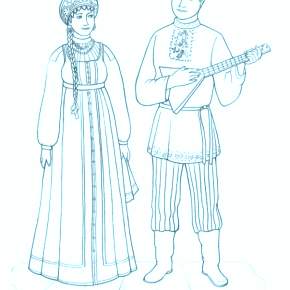 Раскраска Национальные костюмы Раскраска Национальные костюмы