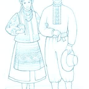 Раскраска Национальные костюмы Раскраска Национальные костюмы