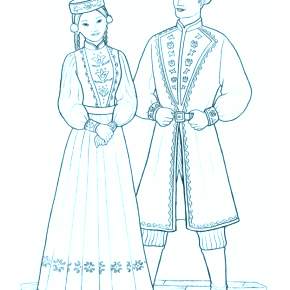 Раскраска Национальные костюмы Раскраска Национальные костюмы